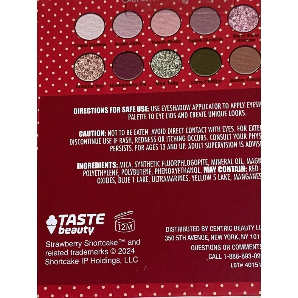 Taste Beauty STRAWBERRY SHORTCAKE EYESHADOW PALETTE 12 Colors‎ With Mirror NEW